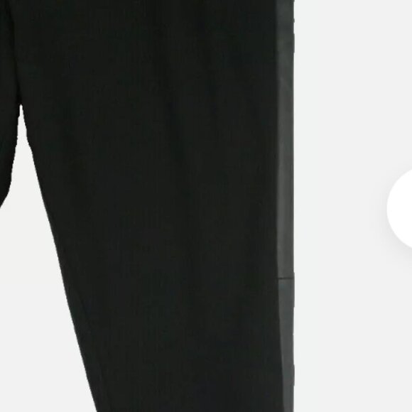 EILEEN FISHER Black Tencel Ponte Pants Leather Stripe W/Slits - Picture 2 of 5